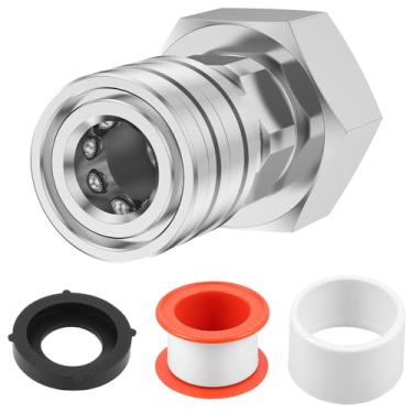 Imagem de Adaptador de mangueira de jardim para lavadora de pressão, conector conversor de lavadora de pressão de 3/10.2 cm GHT para 1/4 polegada para lavagem de carro