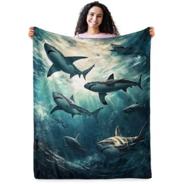 Imagem de Cobertor de tubarão, presentes de brinquedos de tubarão para crianças, cobertor macio para decoração de quarto de meninos e meninas, cobertores aconchegantes presentes de aniversário de Natal para