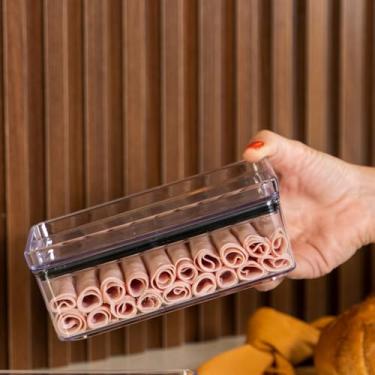 Imagem de Kit 2 Porta Frios com Tampa Duplo 770ml Para Queijo Presunto Pote Hermético Mantimentos Acrilico (1UN (SOMENTE 1 PORTA FRIOS))