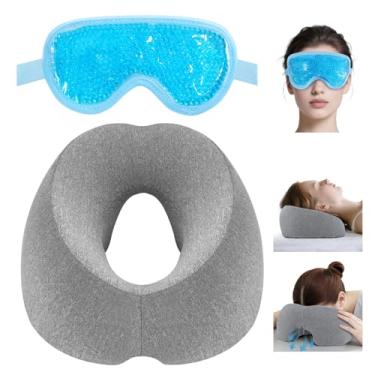 Imagem de Travesseiro virado para baixo, massagem para cama, almofada de espuma viscoelástica respirável para baixo após cirurgia ocular com máscara ocular de gel para recuperação, sono relaxante, massagem