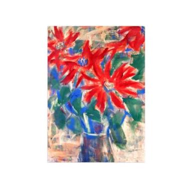 Imagem de Flores Pintura em tela Famosa Pintura Reprodução-Quadros para sala de estar-Flores vermelhas 4-Pôster e impressões 50x70cm Sem Moldura