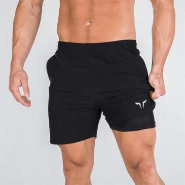 Imagem de Calções Esportivos Masculinos - Fitness, Respiráveis e Secagem Rápida,