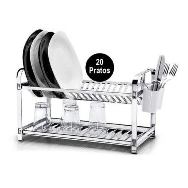 Imagem de Escorredor Inox 20 Pratos E Porta Talheres - 20.20 Makinox - mak inox