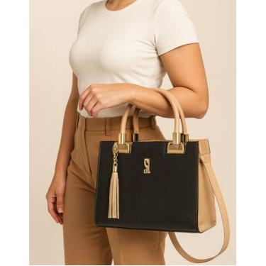 Imagem de Bolsa Castelo Caninana Trançada Bicolor Grande Feminina - Santa Lurdes