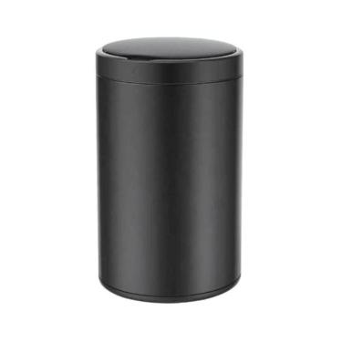 Imagem de Lixeira Automática Redonda Inox Preto 40 Litros Com Sensor