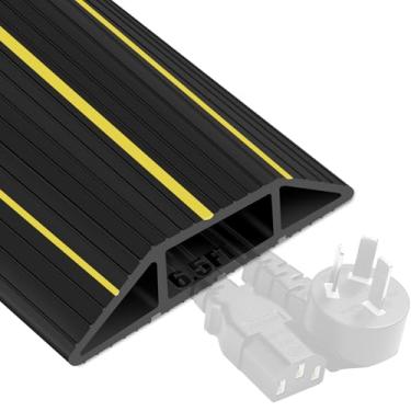 Imagem de Capa de cabo de 1,5 m protetor de cabo resistente 3 canais contém cabos, cabos e fios, fácil de desenrolar - ocultar os fios de casa, escritório, armazém, oficina, shows ou outros ambientes externos (1,5 pés)