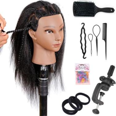 Imagem de Cabeça de manequim YANZIJF Human Hair 16cm para cabeleireiro