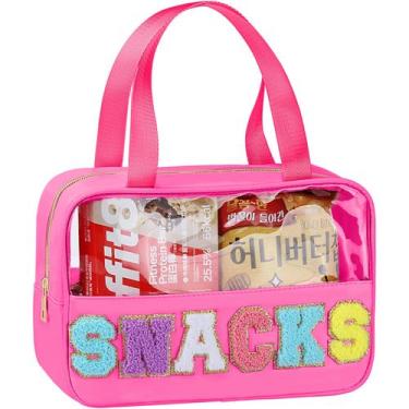 Imagem de Bolsa de lanche TESAFNG Chenille Letter Clear, bolsa de maquiagem impe