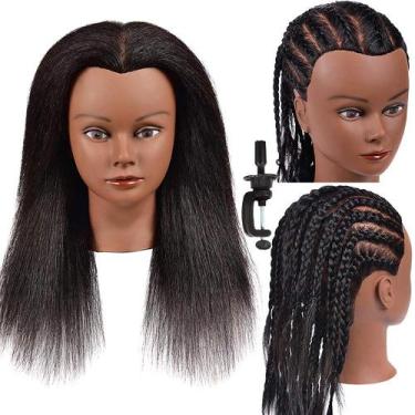 Imagem de Cabeça de manequim MORRIS 100% Real Hair 40 cm com suporte de braçadei
