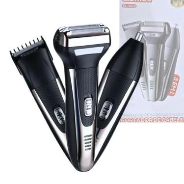 Imagem de Barbeador Elétrico Profissional 3 em 1 Shaver Aparador de Pelos Recarr