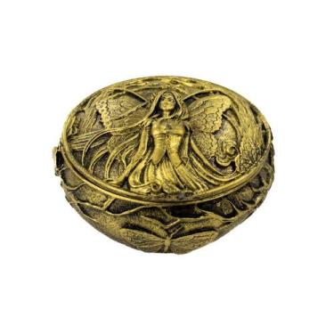 Imagem de Porta Joias Fada Dourado 9 cm em Resina - Lua Mística - 100% Original 