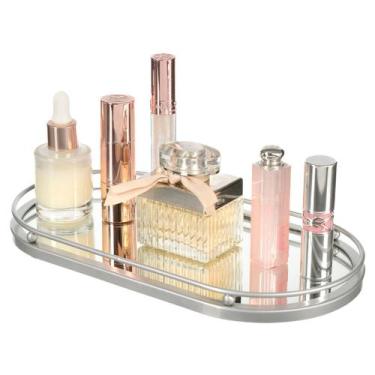 Imagem de Bandeja Decorativa Espelhada Taça Perfume Maquiagem Lavabo - PGB, Prat