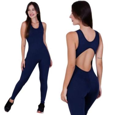 Imagem de Macacao de Academia Fitness Liso Macacão Solange - Naka Modas, Azul ma