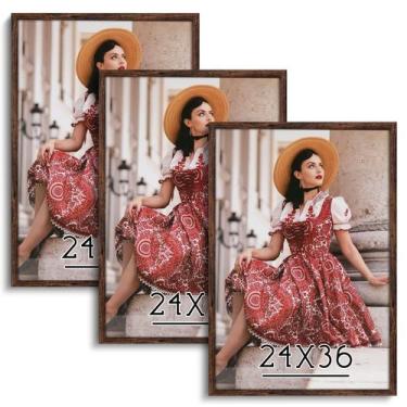 Imagem de Porta-retratos Hliwegns 24x36 Brown Woodgrain, conjunto de 3