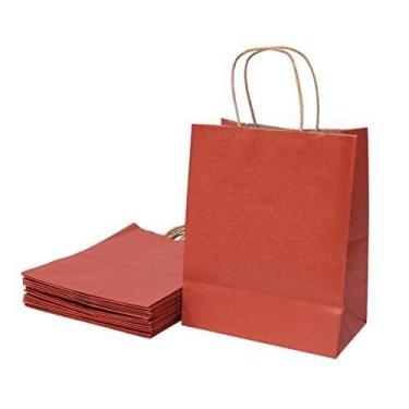 Imagem de Sacos de presente Vanhel Red Kraft Paper 50 unidades 20x11x26cm com al