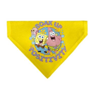 Imagem de Bob Esponja Calça Quadrada Pet Bandana Bob Esponja e Amigos Absorvem Positividade Amarela Gola Bandana Apenas