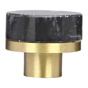 Imagem de Bothyi Puxador de gaveta de mármore e latão para móveis, pequeno, com furo único, 3,05 cm, elegante para banheiro, armário, cozinha, quarto, Preto