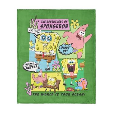 Imagem de Bob Esponja Calça Quadrada Aventuras de Bob Esponja Cobertor Toque de Seda, Capa de Cama e Sofá de Pelúcia Macia, 127 x 152 cm