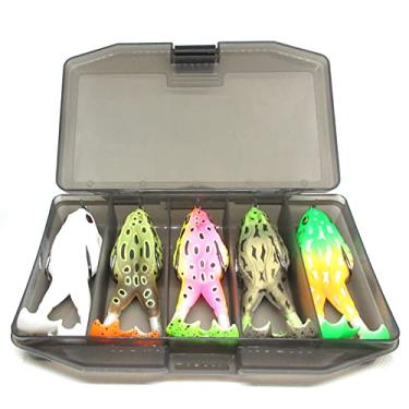 Imagem de Spotlip Conjunto de 5 peças com hélices duplas, iscas de sapos, iscas de pesca artificiais, de silicone macio, iscas flutuantes sem ervas daninhas, kit de iscas flutuantes 9 cm/13 g Topwater Isca (B)