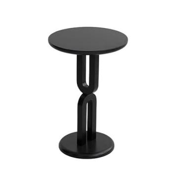 Imagem de Mesa de centro de design simples, pequena mesa lateral de madeira maciça para sala de estar, mini mesa redonda perfeita para sofá ou quarto, mesa lateral minimalista de design compacto e portátil para