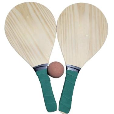 Imagem de Frescobol Praia Kit, Kit Jogo Frescobol Tênis de Praia 2 Raquetes Madeira E Bola, Adequado para Lazer E Entretenimento