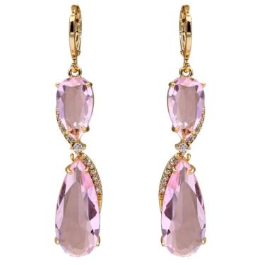 Imagem de Banhado a ouro 18K, conjunto de 4 pares de brincos pendentes para mulheres, brincos de flor/coração/animal/pérola, brincos hipoalergênicos de zircônia cúbica, leves, festas, brincos de ouro, joias