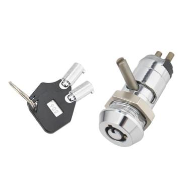 Imagem de YsXoWiui Interruptor de Botão de Pressão com Trava Elétrica de 12 Mm, Peça Faça Você Mesmo, à Prova D'água, com 2 Chaves, Trava de Chave