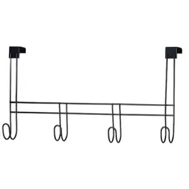 Imagem de Cabide com 4 Ganchos para Porta Cabideiro Aramado Organizador de Quarto Banheiro(Preto)