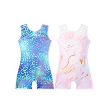 Imagem de Collant de ginástica EQSJIU Marble Leopard Sparkle Girls 4-5 t x2