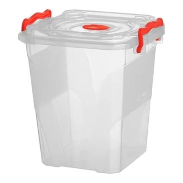 Imagem de Caixa Organizadora Transparente Quadrada 5 Litros Com Trava Lateral Para Mantimentos, Cozinha e Despensa