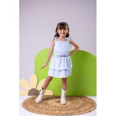 Imagem de Conjunto Blogueirinha Clarissa Azul Bebê - Blusinha, Saia e Cinto, Spi