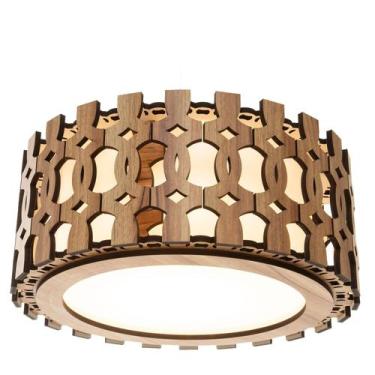 Imagem de Luminária Decorativa Madeira Plafon Redondo Encantadas 35cm - CREATUS,