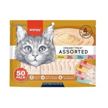 Imagem de Petisco Gatos Wanpy Creamy 700G 50 Unidades 14G Cada