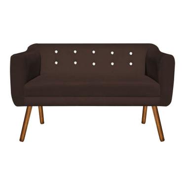 Imagem de Namoradeira 02 Lugares Julia Suede Marrom com Strass Pés Palito Castanho D'Rossi