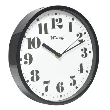 Imagem de Relógio de Parede 24cm Silencioso Preto | Vidro | Pilha AA
