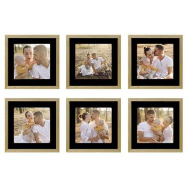 Imagem de Kit 6 Quadros Porta Retrato Foto 15x15 Paspatur Preto 20x20 - SHD Sole