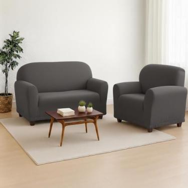 Imagem de Capa de Sofá Coladinha 2 e 3 Lugares em Malha Gel - Sultan, Cinza, 2 e