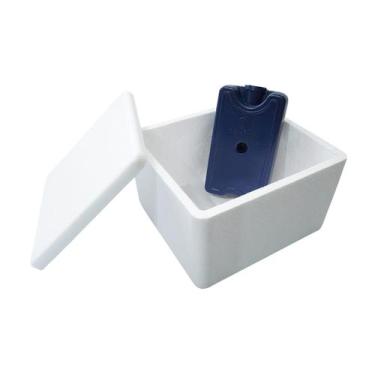 Imagem de Kit Caixa Isopor Térmica 1,5L Litro 1 Gelo 200ml Parede Simples - Gelo