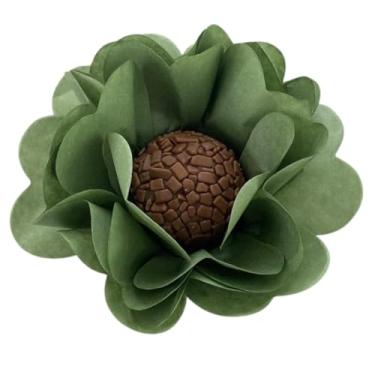 Imagem de 50 Forminhas Flor Doces Finos Super Volume em Papel Especial Tons Verdes (verde oliva escuro)
