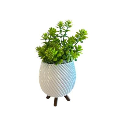 Imagem de Cachepot Minimalista com Pezinho Vasinho de Sala Decoração Delicada para Plantinhas Cactus(Branco)