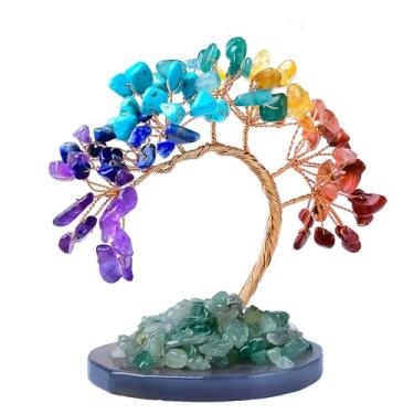 Imagem de WUYOUSHI Árvore da vida de cristal de cura de 7 chacras com base de ágata, decoração espiritual feita à mão para boa sorte, energia positiva, presente espiritual para mulheres, mãe, casa, escritório