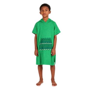 Imagem de MissShorthair Poncho de toalha para crianças, toalha de praia com capuz para meninas e meninos, poncho de surfe roupão de banho de microfibra toalha de banho 7-10 anos verde