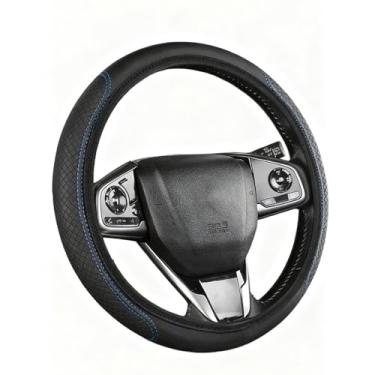 Imagem de Capa para volante, couro de microfibra respirável e antiderrapante premium, ajuste universal para carro, caminhão, van, SUV, fácil de instalar, aderência confortável