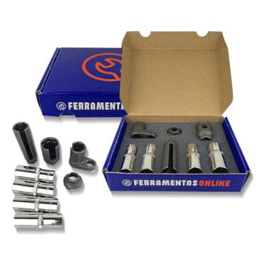 Imagem de Kit Soquetes para Velas Sonda Lambda e Tensionador 5 Peças Profissionais, Encaixe 1/2″ Aço Reforçado