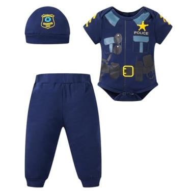 Imagem de Macaquinho para bebês meninos, fantasia de médico caubói motorista de carro policial macacão cosplay de Halloween, Polícia, 3-6 Meses