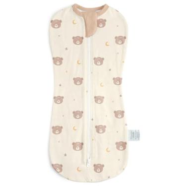 Imagem de Enfaixado para bebês de 0 a 2 meses, saco de dormir de algodão com zíper, cobertores vestíveis para recém-nascidos, meninas e meninos (urso, pacote com 1)