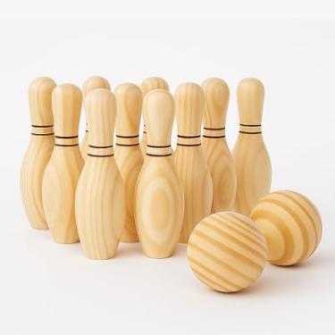 Imagem de Boliche de Madeira com 10 Pinos e 2 Bolas, da NewArt - Jogo ou Brinquedo - Cód. 263