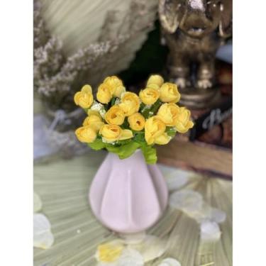 Imagem de Buquê de Mini Tulipa Artificial com 5 Galhos e 15 Flores – Decoração de Casamento, Casa e Festas(Amarelo)