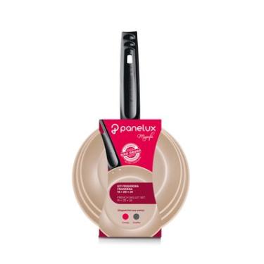 Imagem de Kit de frigideiras francesas Rochedo Mag Antiaderente 16 cm, 20 cm e 24 cm, Bege ou Cer...