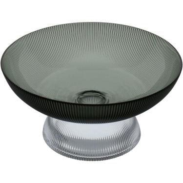 Imagem de Centro De Mesa Fruteira Home&co Com Pé Vidro 12x25x25cm Fumê